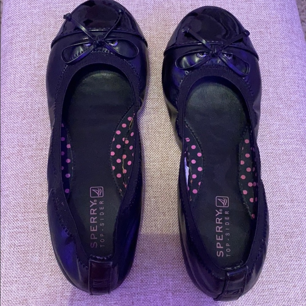 SPERRY KIDS SIZE 3 or WOMENS SIZE 5 BLACK SLIP ON!
